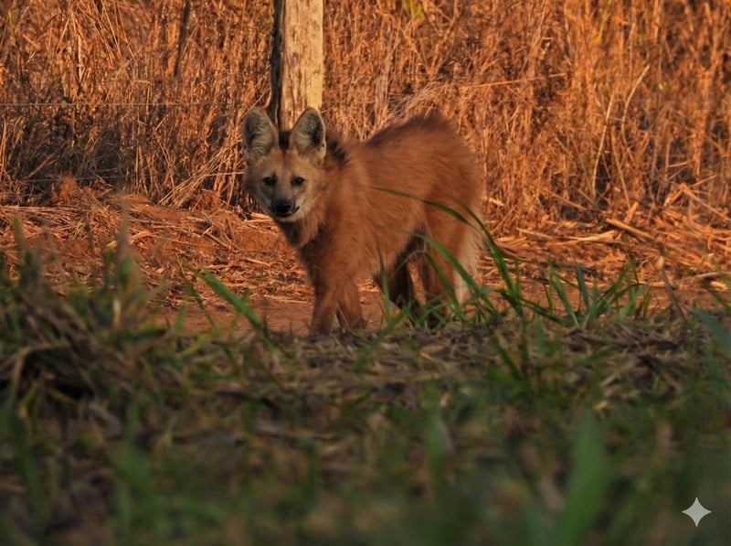Lobo-guará em movimento
